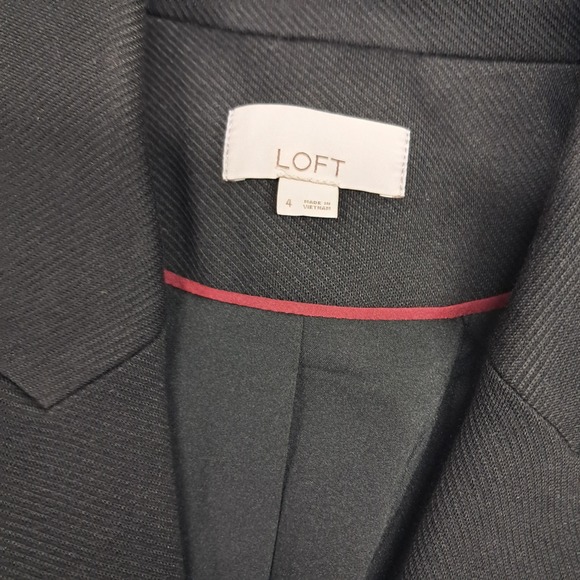 LOFT Blazer Jacket Women's 4 Black Double Breasted Gold Buttons Career Preppy - Picture 4 of 11